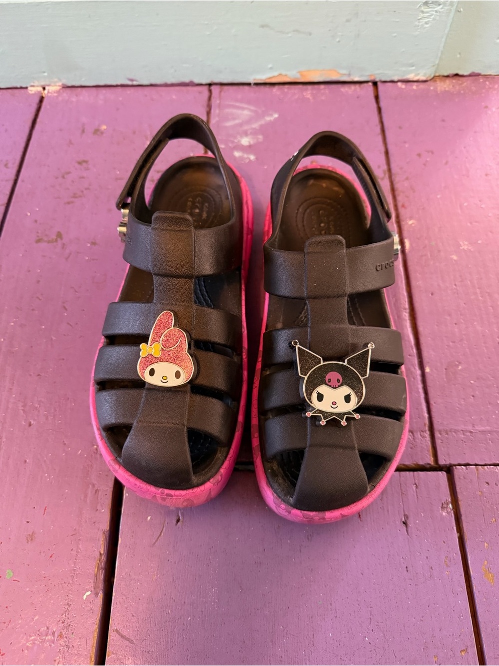 CROCS Stomp Sanrio Kuromi My Melody Fisherman Sandals Pink Soles
